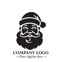 Santa Claus Logo Symbol in Black on White Background for Classic Holiday Branding and Design ArtPlus