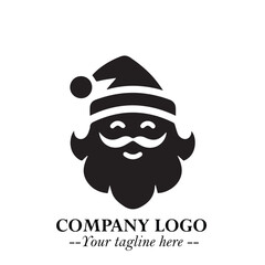 Santa Claus Logo Symbol in Black on White Background for Classic Holiday Branding and Design ArtPlus