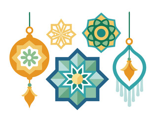Islamic Geometric Hanging Ornaments Vector Set