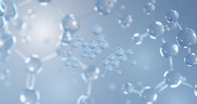 Mebroqualone rotating 3D model of sedative hypnotic, seamless looped video
