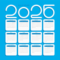 Simple Blue Calendar 2026
