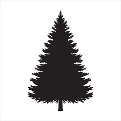 Obraz premium Pine Tree Silhouette Vector - Minimal Forest Design, Nature Outline, Outdoor Landscape Icon