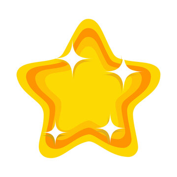 Cartoon star with sparkle isolated on white background for dreamy concept