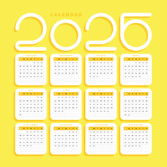 Simple new year Calendar 2026 Yellow color
