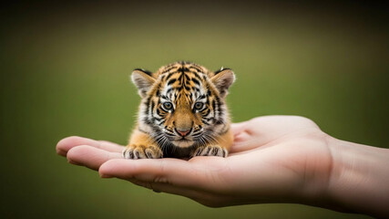cuttiest tiger in hand