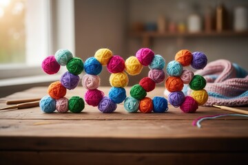 Colorful yarn balls arranged to form the number 2026