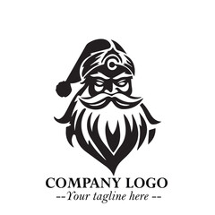 Santa Claus Logo Symbol in Black on White Background for Classic Holiday Branding and Design ArtPlus