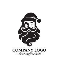Santa Claus Logo Symbol in Black on White Background for Classic Holiday Branding and Design ArtPlus