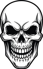 Classic Vintage Tattoo Style Black and White Skull
