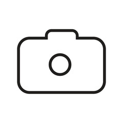 Minimalist Black Camera Icon on White Background