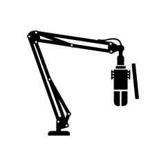 professional studio microphone on boom arm stand icon for podcast isolated on white background vector illustration