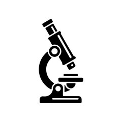 black microscope icon symbol for science and laboratory research isolated on white background vector illustration