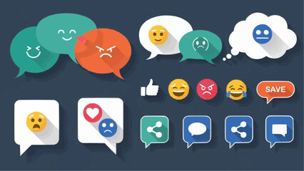 Social media emoji reactions and chat bubbles vector set for app design and user interface elements design needs brazil ceara