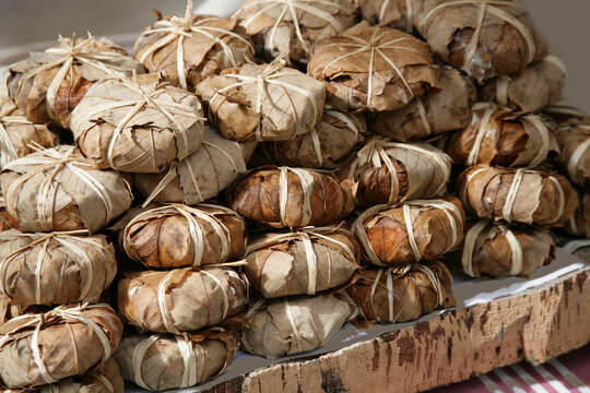 Banon, Goat cheese wrapped in chestnut leavesfrom,  Provence, southern France