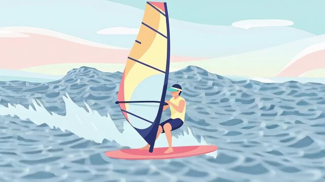 Windsurfing Illustration: Capturing The Thrill Of Ocean Waves and Sport