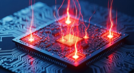 High Performance CPU Microchip Data Transfer Technology Concept