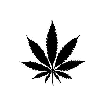 silhouette of a cannabis or marijuana leaf icon symbol isolated on white background vector illustration