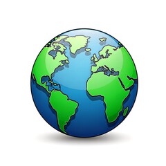 Naklejka premium Illustration of the Earth globe showing continents and oceans.