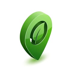 Green Location Pin with Leaf Symbol for Eco-Friendly Initiatives.
