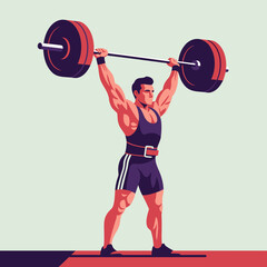 Weightlifting Overhead Flat Illustration