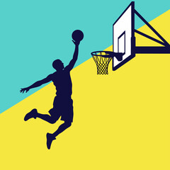Basketball Dunk Flat Illustration