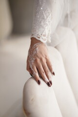 Elegant Close up of Bridal White Henna on Hand
