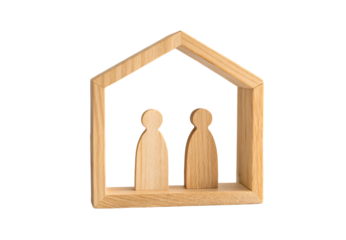 Minimalist wooden nativity scene simple design, isolated on a transparent background