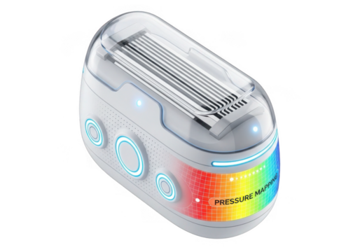 Smart pressure mapping device for medical use isolated on transparent background with data visualization