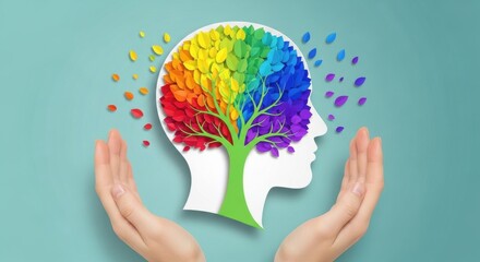 Naklejka premium Colorful tree of ideas in human head shape.