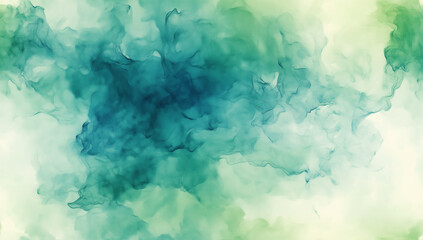Abstract green and blue watercolor ink patterns