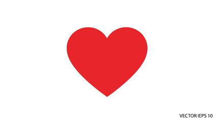 Simple red heart icon isolated on a white background. A classic vector symbol of love, romance, and passion for Valentine's Day design