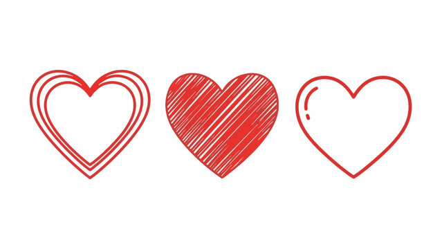Three stylized red hearts a symbol of love, passion, and affection, perfect for romantic and celebratory themes
