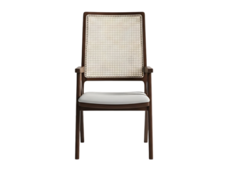 Elegant antique cane back armchair with upholstered seat