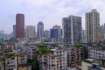 The view of the cityscape of Yuexiu district of Guangzhou city, China. Old town, the residential area in Guangzhou. China Cityscape and travel scene.