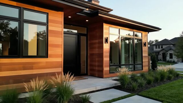 Modern architecture residential building exterior daytime exterior sunlight reflection