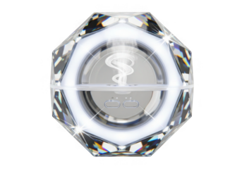 Crystal faceted essential oil diffuser with mist isolated on transparent background for aromatherapy and home decor