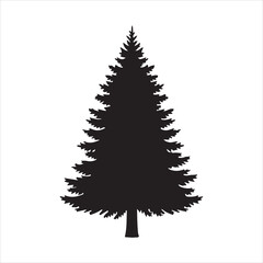 Pine Tree Silhouette Vector - Minimal Forest Design, Nature Outline, Outdoor Landscape Icon