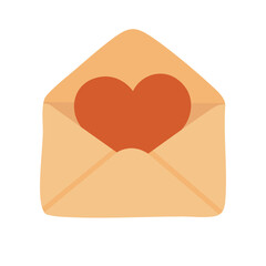 Cute envelope with heart inside, simple flat illustration perfect for romantic cards and sweet designs.