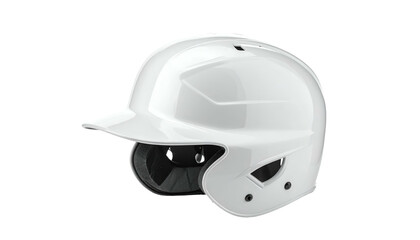 Glossy white baseball helmet isolated on a dark background