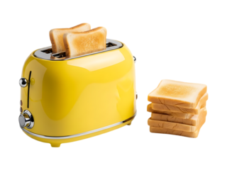 Bright yellow toaster with perfectly toasted bread slices