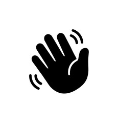 Simple Solid Hand Waving Hello Gesture Outline Style Graphic Element