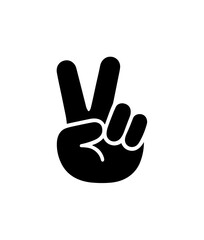 Simple Silhouette Peace Hand Sign Icon Gesture Communication Symbol