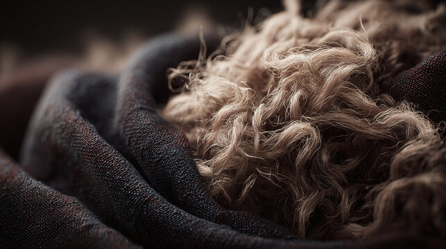 Close-up of fluffy sheep's wool, capturing the texture and warmth