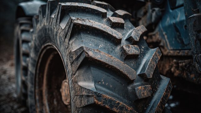 Muddy atv tire close up