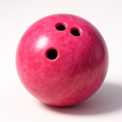 Pink bowling ball with finger holes, slightly marbled, cast shadow