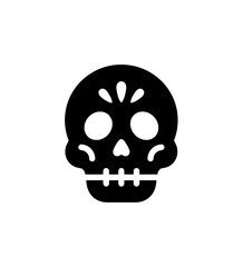 Glyph Style Simple Sugar Skull Celebration Day of the Dead Icon
