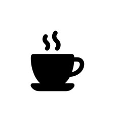 Simple Black and White Hot Drink Cup Icon with Steam