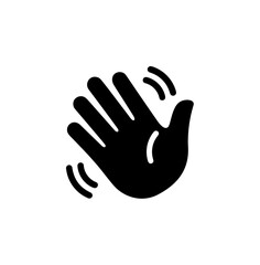 Simple Isolated Hand Wave Gesture Glyph Sign Communication Symbol