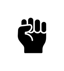Bold Silhouette Raised Fist Symbol of Protest and Resistance Icon