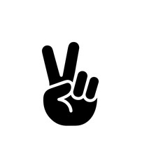 Simple Flat Black and White Peace Hand Gesture Sign Icon Symbol
